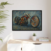 Chopper Motorcycle Framed Canvas Print